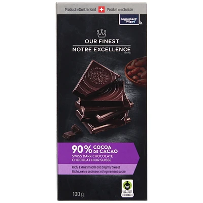 Chocolat noir suisse Notre Excellence à 90 % de cacao 100g