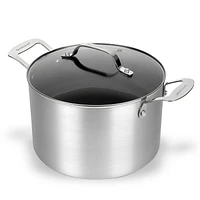 Granitestone 7 Quart Silver Nonstick Stock Pot with Lid Cookware, Oven & Dishwasher Safe