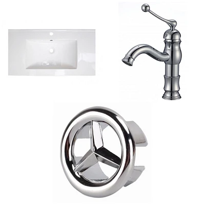American Imaginations 47.5-in. W Floor Mount White Vanity Set For 1 Hole Drilling Bianca Carara Top Biscuit UM Sink AI-24107