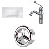 American Imaginations 47.5-in. W Floor Mount White Vanity Set For 1 Hole Drilling Bianca Carara Top Biscuit UM Sink AI-24107