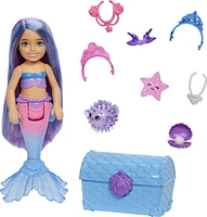 Barbie Mermaid Power Poupée Chelsea Sirène, 2 animaux et acc.