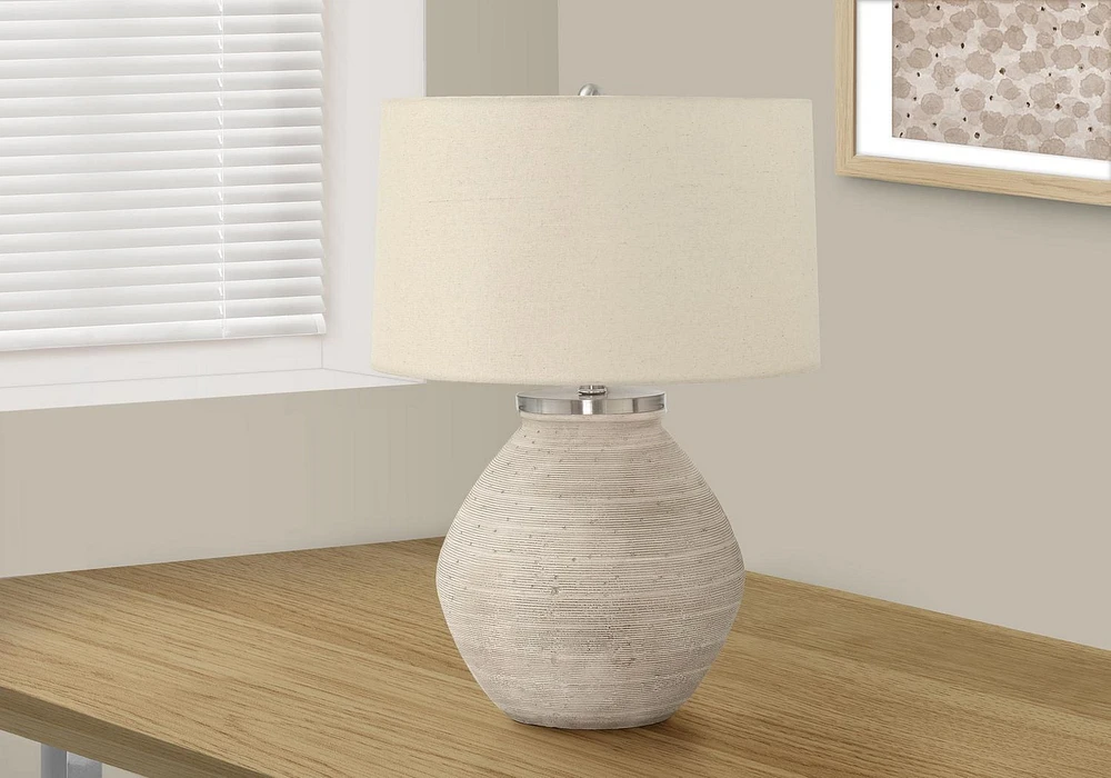 Monarch Specialties Luminaire, 25"h, Lampe De Table, Béton Crémeux, Tons Beige., Contemporain