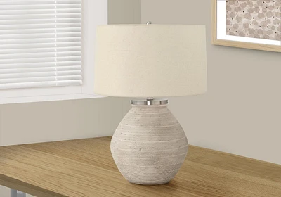 Monarch Specialties  Luminaire, 25"h, Lampe De Table, Béton Crémeux, Tons Beige., Contemporain