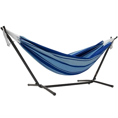 Vivere Double Cotton Hammock with Steel Stand and Carry Bag - Island Breeze