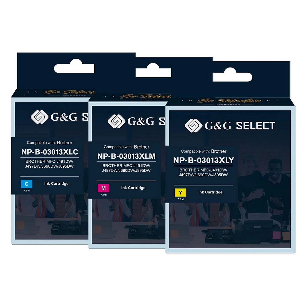 G&G Select Brother LC3013XL Lot de 3 cartouches d'encre compatibles cyan, magenta et jaune