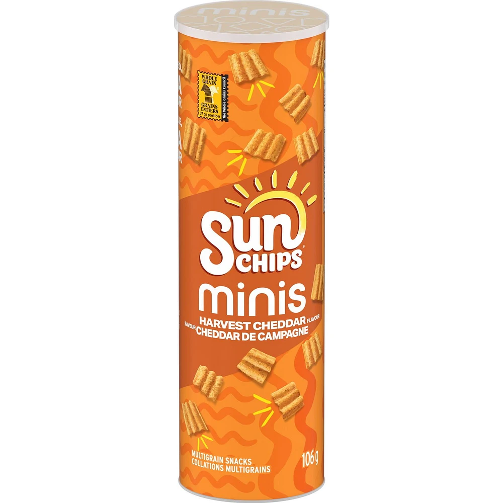 SunChips Minis Harvest Cheddar Flavour Multigrain Snacks, 106 g.