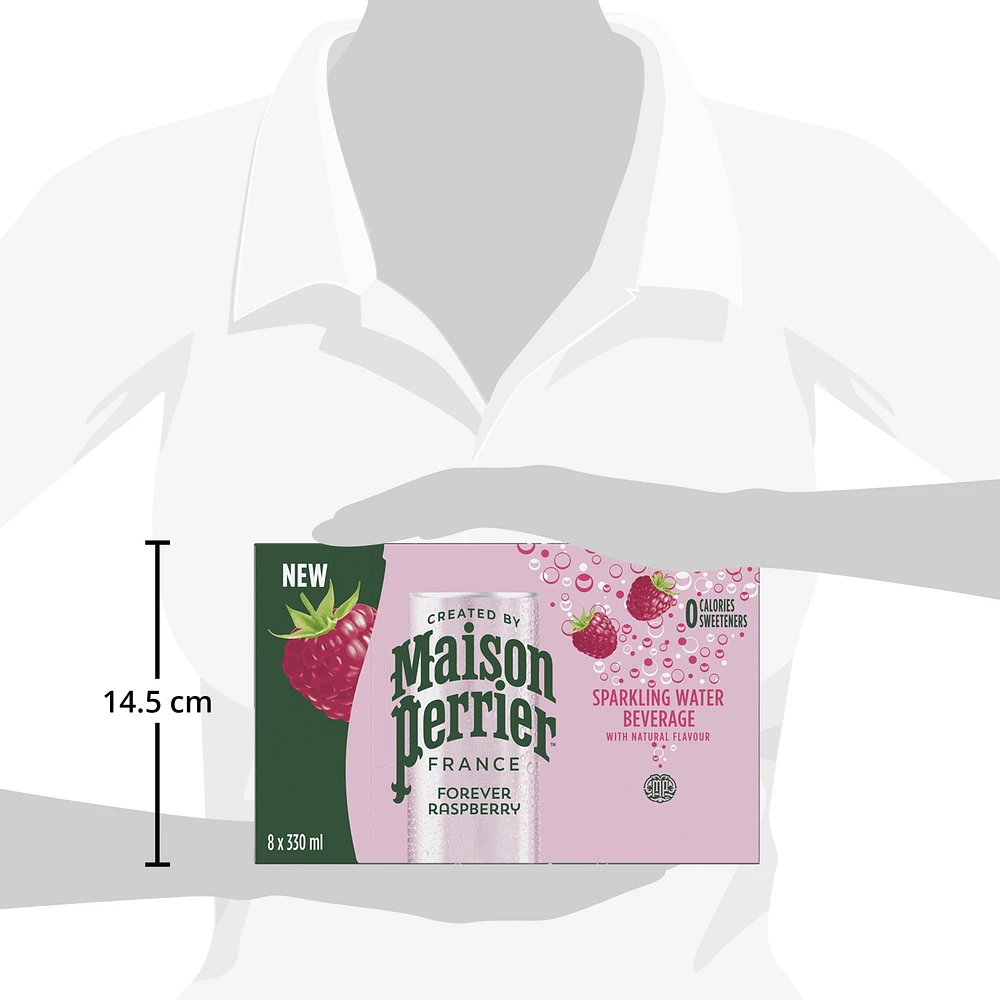 Maison Perrier Forever Raspberry, Sparkling Water Beverage, Natural Raspberry Flavour, No Calories, No Sweeteners, No Sodium, Sourced & Bottled In France, 2.6 L