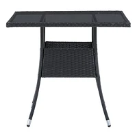 CorLiving Parksville Ensemble de salle à manger de patio 5 pièces en osier de résine noire et en acier avec table carrée à plateau en verre et 4 chaises avec coussins gris