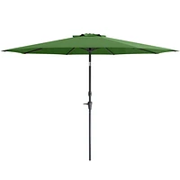 Parasol de marché rond inclinable résistant au vent de 10 pieds CorLiving avec manivelle et cadre en aluminium et en acier