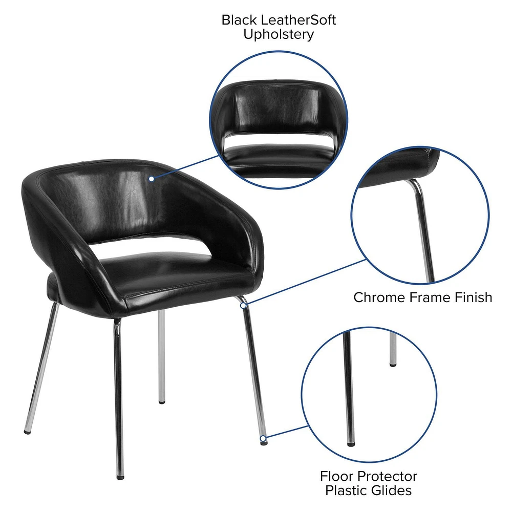 Fusion Series Contemporary Black Leather Side Reception Chair