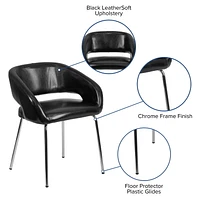 Fusion Series Contemporary Black Leather Side Reception Chair