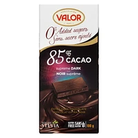 Chocolat Valor 85% Cacao Sans Sucre Ajouté 100g