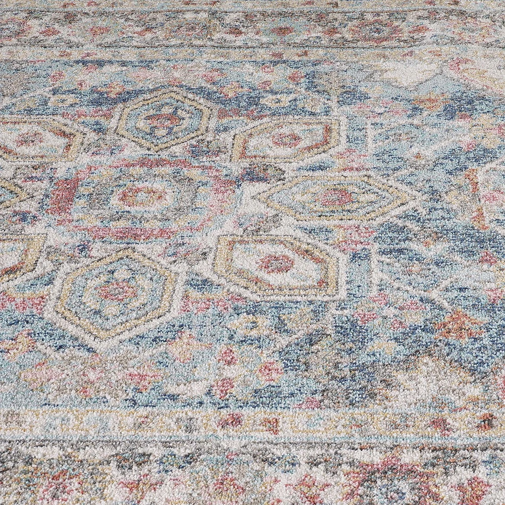 Tapis tissé rouge et bleu Cranfield rouillé