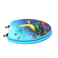 TopSeat High Res 3D Image Sea Turtle Elongated Regular Lid Closure Chromed Metal Hinges Toilet Seat