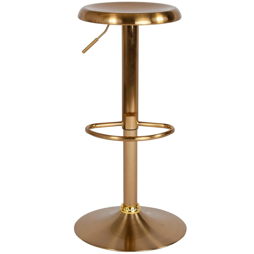 Tabouret de bar à hauteur réglable de la série Madrid au fini doré