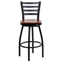 Flash Furniture Hercules 32" Swivel Metal Bar Stool in Black and Burgundy