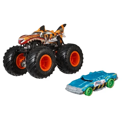 Coffret de 2 véhicules Tiger Shark Monster Trucks Hot Wheels, avec 1 camion à l’échelle 1:64