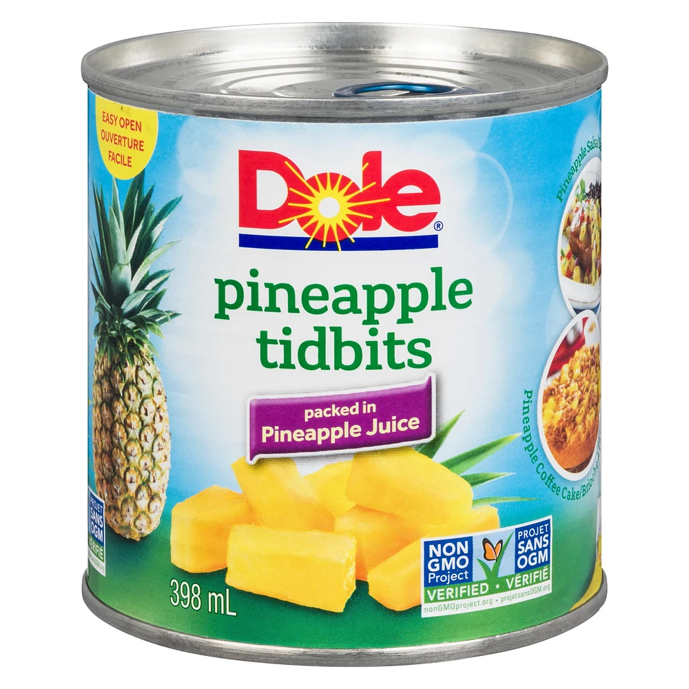 Dole Pineapple Tidbits in Pineapple Juice, 398 mL