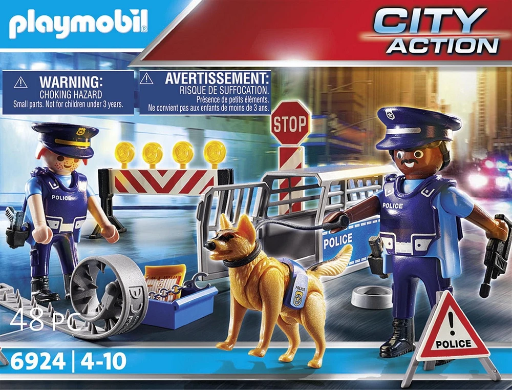 Playmobil Barrage de police avec un chien