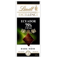 Lindt EXCELLENCE Ecuador 75% Cacao Dark Chocolate Bar, 100g, 100 g