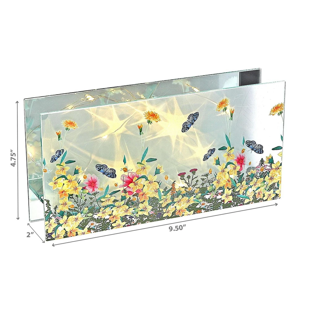 IH Casa Decor Rect. Décor En Verre Peint À Led Jardin Floral