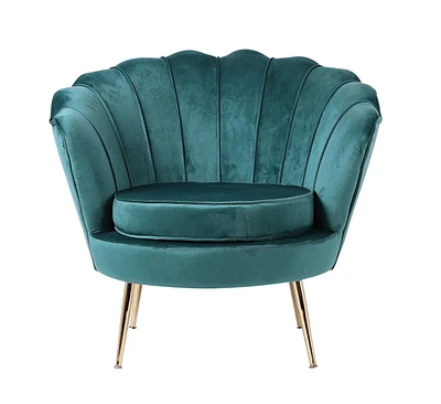 Chaise longue Plata Import en velours vert avec pieds dorés