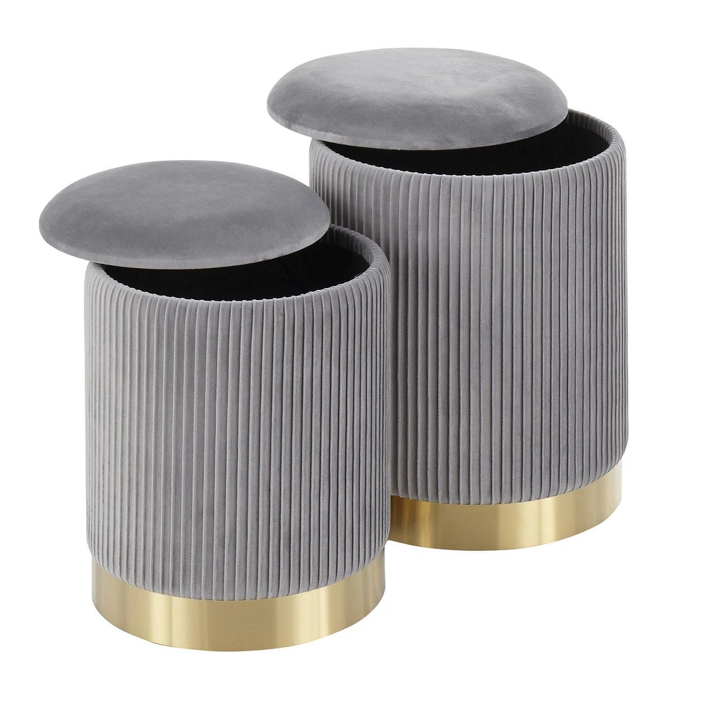 Ensemble de poufs gigognes Marla Nesting Pleated Ottoman Set de LumiSource