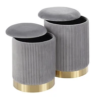 Ensemble de poufs gigognes Marla Nesting Pleated Ottoman Set de LumiSource