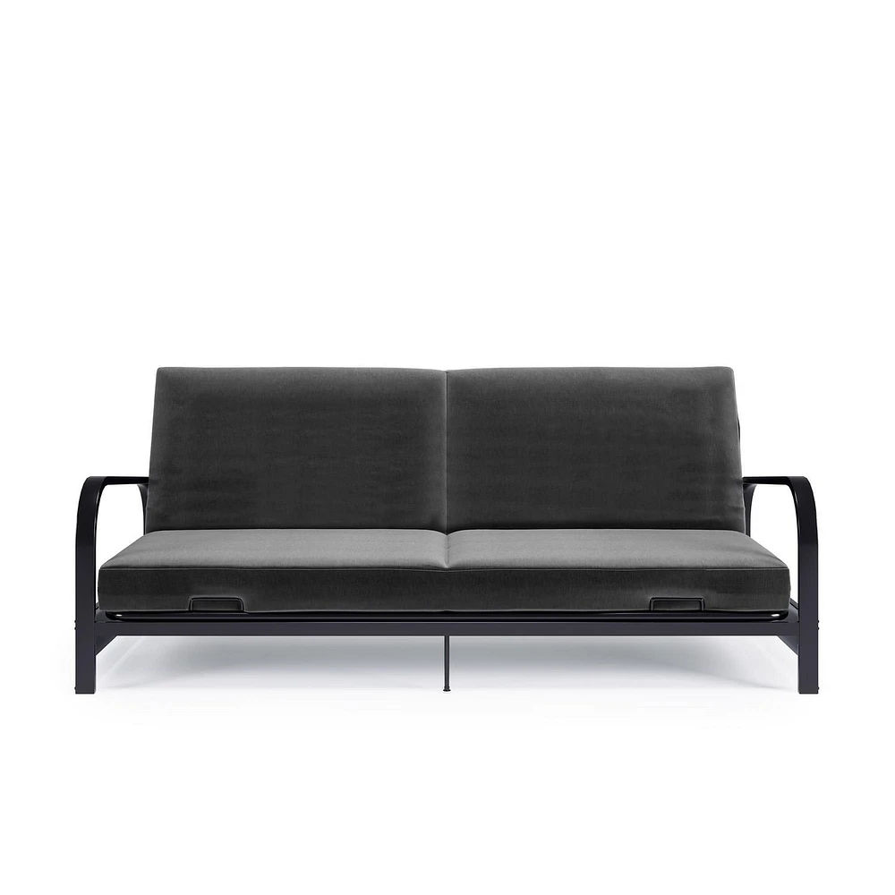 DHP Black Metal Arm Futon Frame with 6-Inch Pocket Coil Futon Mattress