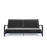 DHP Black Metal Arm Futon Frame with 6-Inch Pocket Coil Futon Mattress