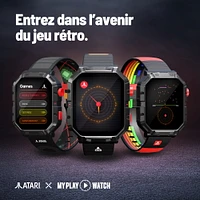 Montre My Play Watch Atari 2600™ – Montre intelligente de jeu rétro avec technologie sélective, non connectée, jeux Centipede™, Pong™, Missile Command™, Super Breakout™ intégrés, moniteur d’activités