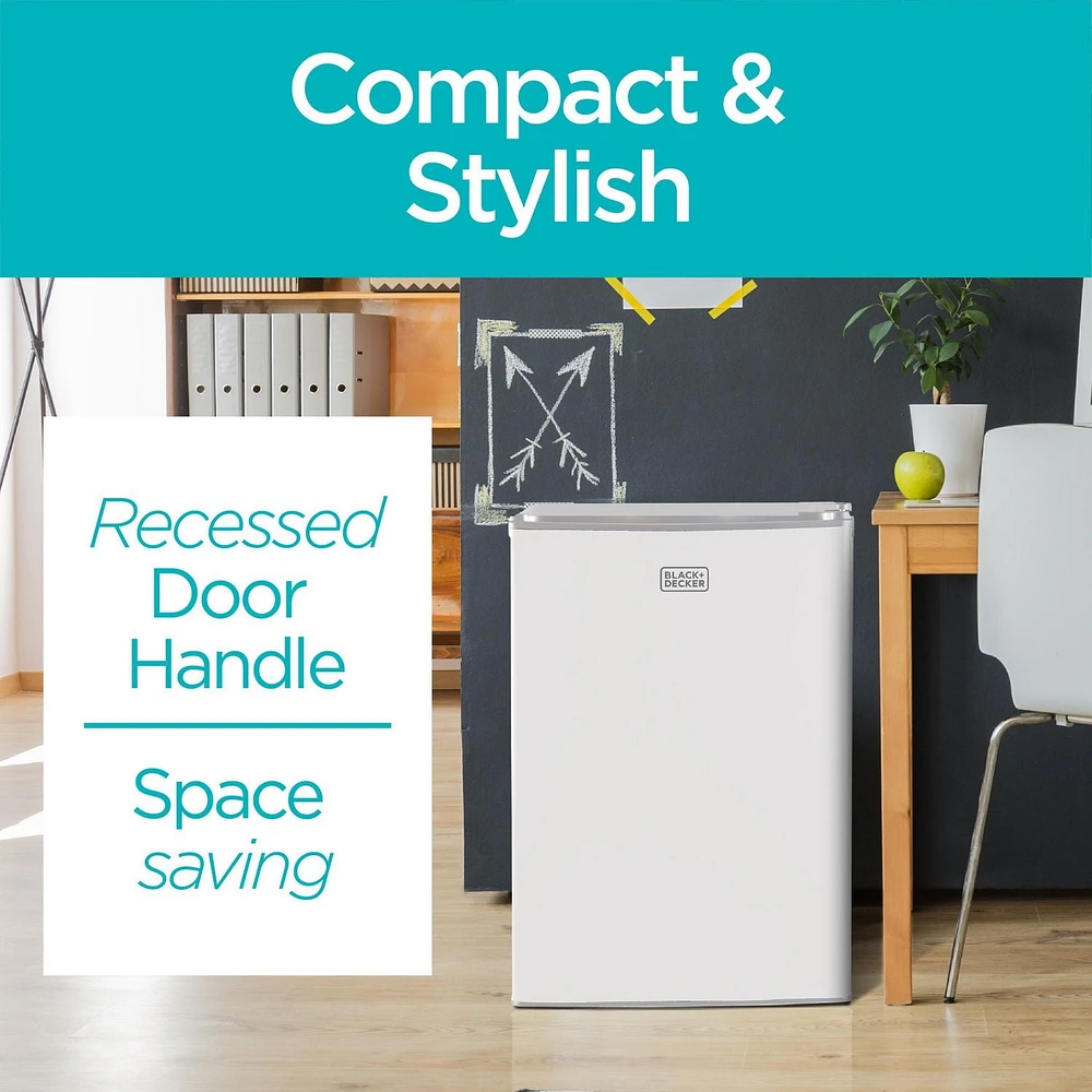 Black + Decker bcrk25w compact Refrigerator Energy Star Single Door mini réfrigérateur avec congélateur 2,5 pieds cubes blanc