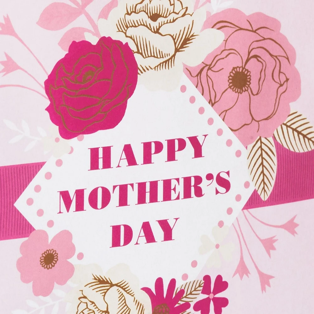 Paquet de 3 grands sacs-cadeaux de 11 po – Hallmark (« Happy Mother's Day », pois roses, fleurs roses)