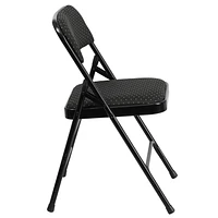 2 pièces Chaise pliante de la série HERCULES en tissu noir à motifs et métal à triple entretoise courbé et double charnière