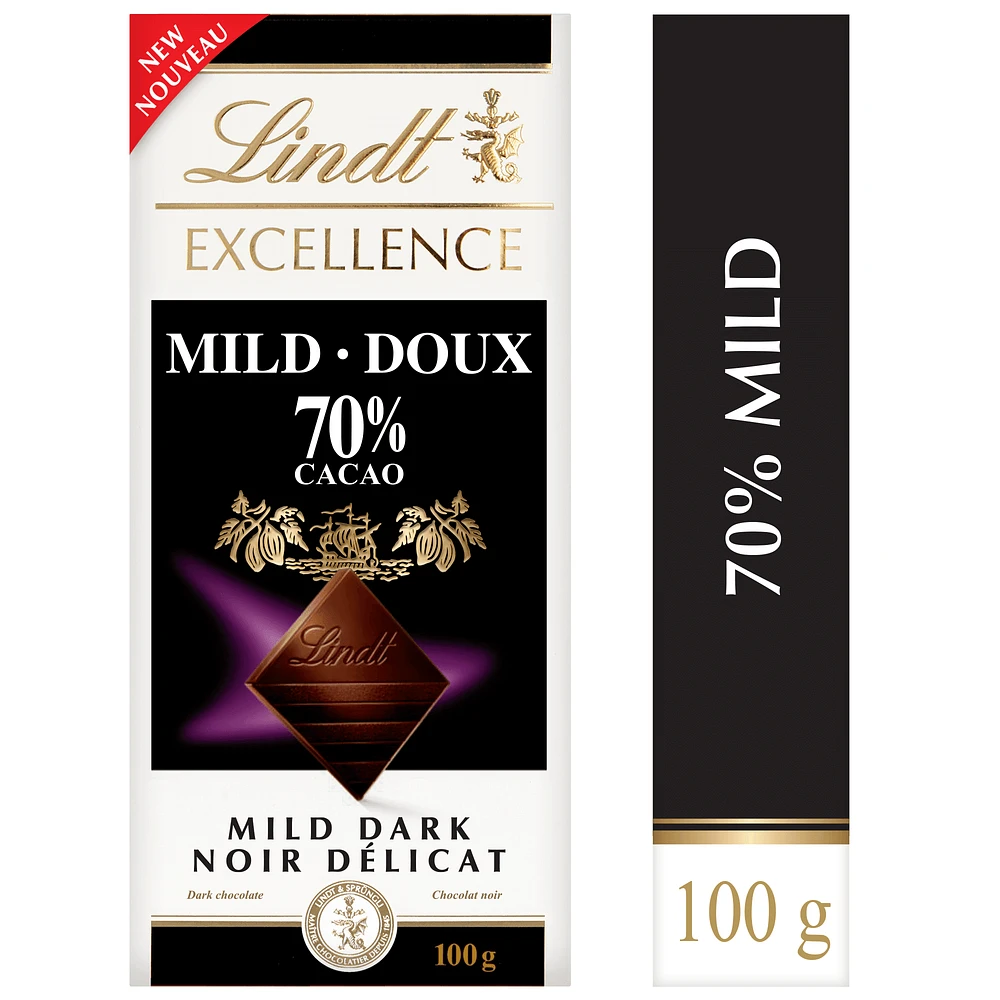 Lindt EXCELLENCE Mild 70% Dark Chocolate Bar, 100g, 100 g