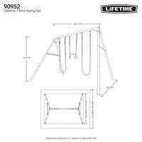 Ensemble de balançoire pour enfants LIFETIME avec barres robustes, 2 balançoires et 1 trapèze