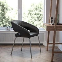 Fusion Series Contemporary Black Leather Side Reception Chair
