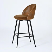 Ensemble de 4 tabourets de bar pivotants Homy Casa, hauteur de comptoir de 26 pouces, sièges rembourrés avec dossier incurvé et détails surpiqués, beige/gris/bleu/brun