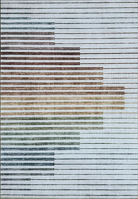 Rug Branch Eclipse Colorful Striped Rainbow Indoor Area Rug, White Beige, Abstract - Living Room, Bedroom, Dining Room, and Office<br>