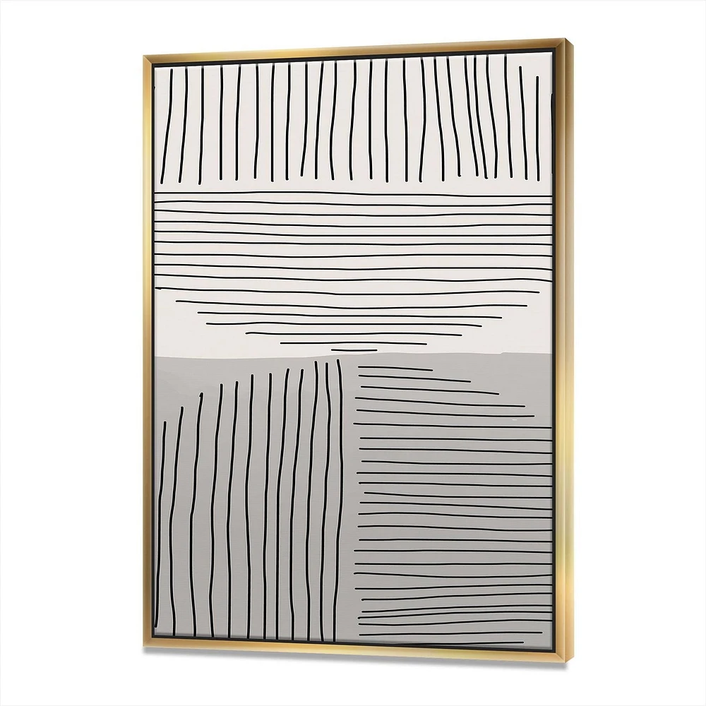 Designart Lignes géométriques minimales et cercle VI ART MURAL À CADRE FLOTTÉ