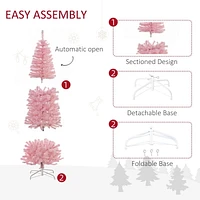 HOMCOM Arbre de Noël artificiel de 1,8 m avec ouverture automatique pour fête à la maison, rose