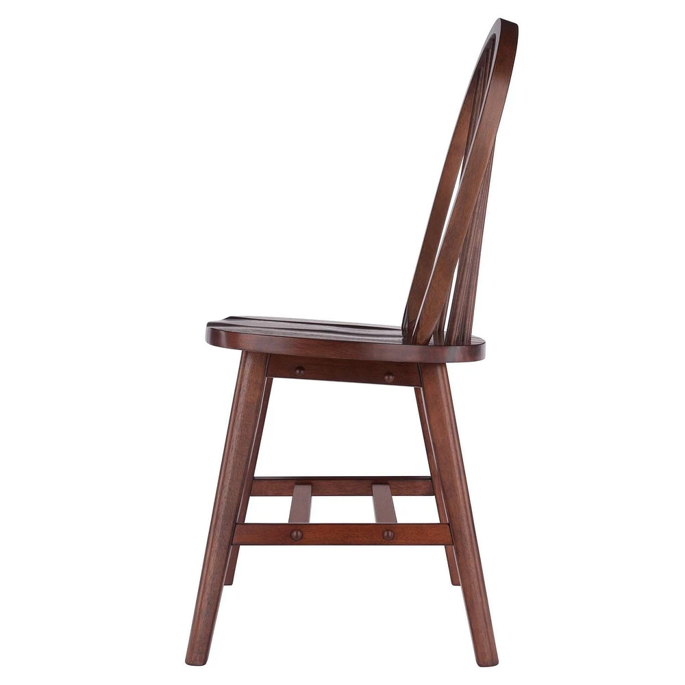 Windsor 2pc Chair Set Walnut Finish