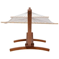 Deko Living Outdoor Cedar Wood Hammock with White Textilene Fabric