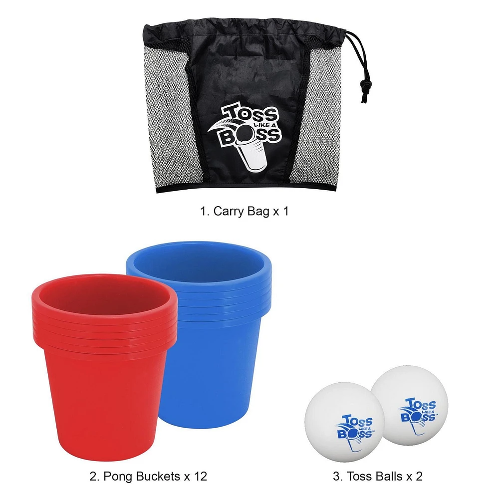 Banzai Toss Like A Boss Outdoor Giant Pong Lawn Game with Drawstring Bag, Toss Like A Boss