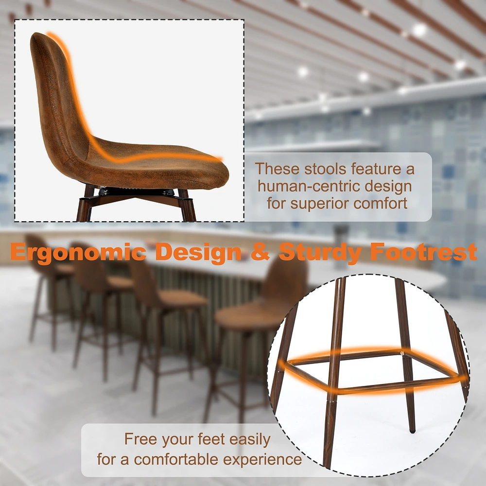 Ensemble de 2 tabourets de bar pivotants contemporains Homy Casa - Tabourets de bar ergonomiques rembourrés pour îlot de cuisine et salle à manger