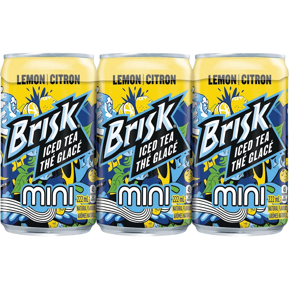 Brisk Lemon Iced Tea, 222mL Cans, 6 Pack