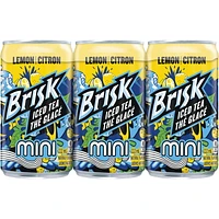 Brisk Lemon Iced Tea, 222mL Cans, 6 Pack