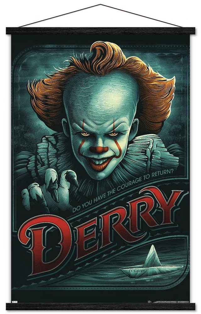 IT - Pennywise Derry Wall Poster, 14.725" x 22.375" Framed