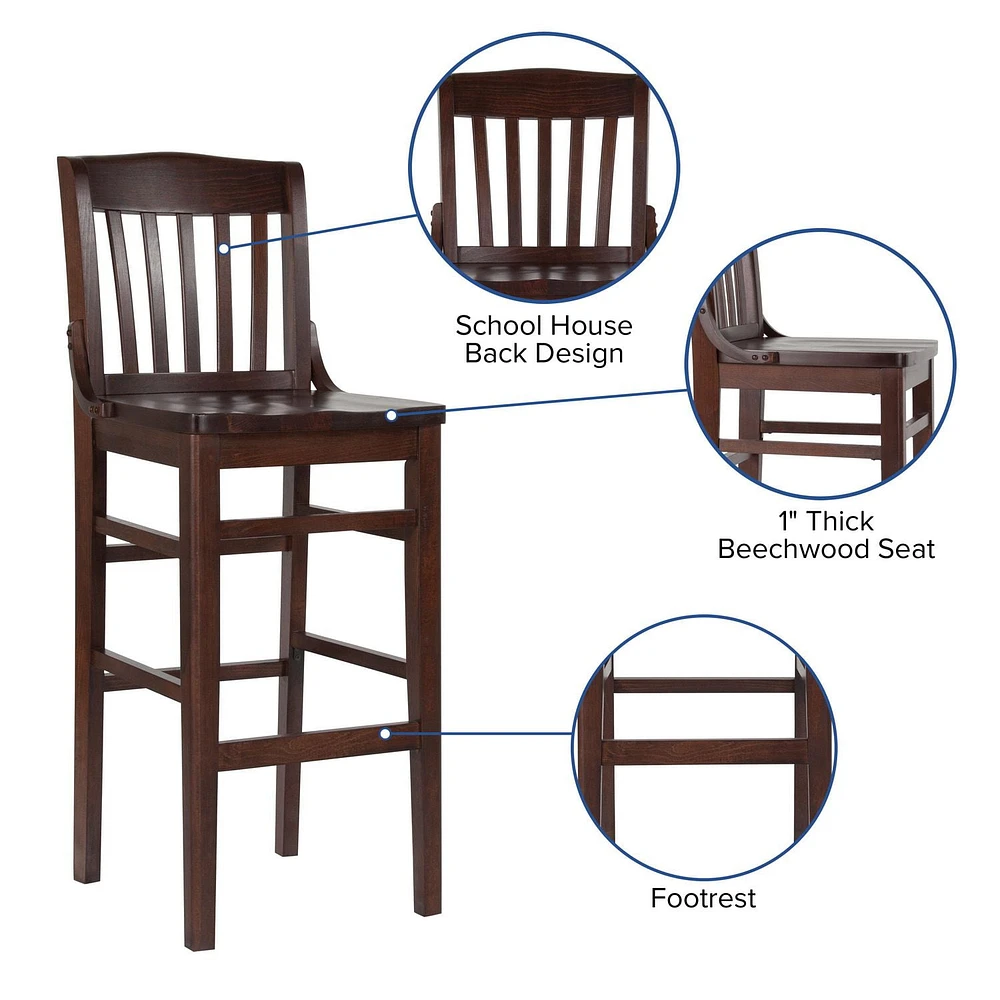 HERCULES Series School House Back Walnut Wood Restaurant Barstool