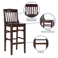 HERCULES Series School House Back Walnut Wood Restaurant Barstool
